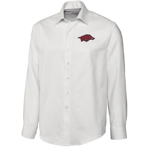 Arkansas Razorbacks Men's LS Epic Easy Care Dobby Shirt - White